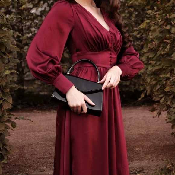 Red Bordeaux Silk Vintage Inspired Gown from Gaala Paris - Picture 3 of 6